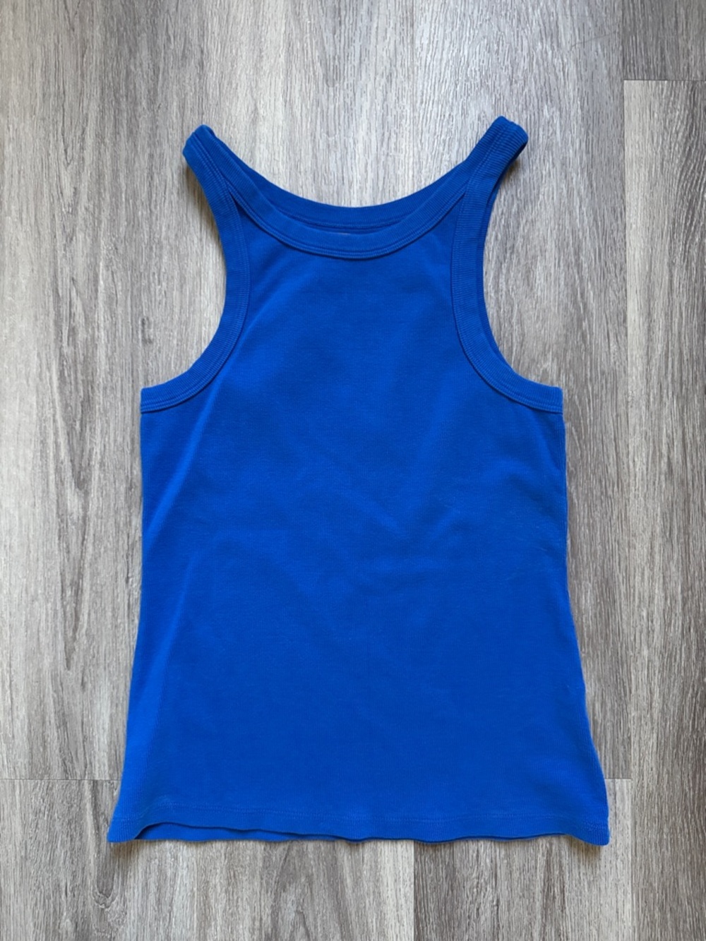 MOTHER Cobalt Blue Ribbed Racerback Top The Chin Up Tank Size Medium